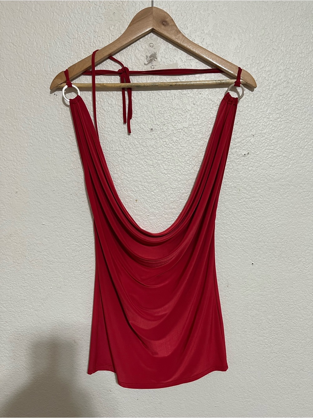 Roma Vibrant Red Halter Top with Ring Detail